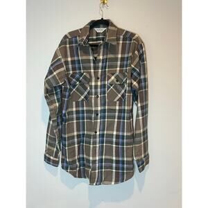 Five Brother Button Down Mens Size L Tall Plaid Flannel Heavyweight Workwear